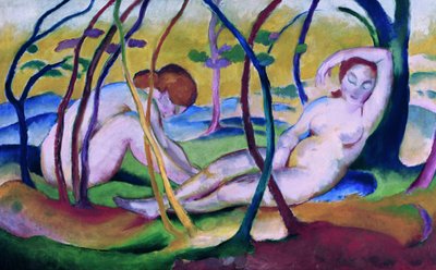 Aktfiguren unter Bäumen von Franz Marc